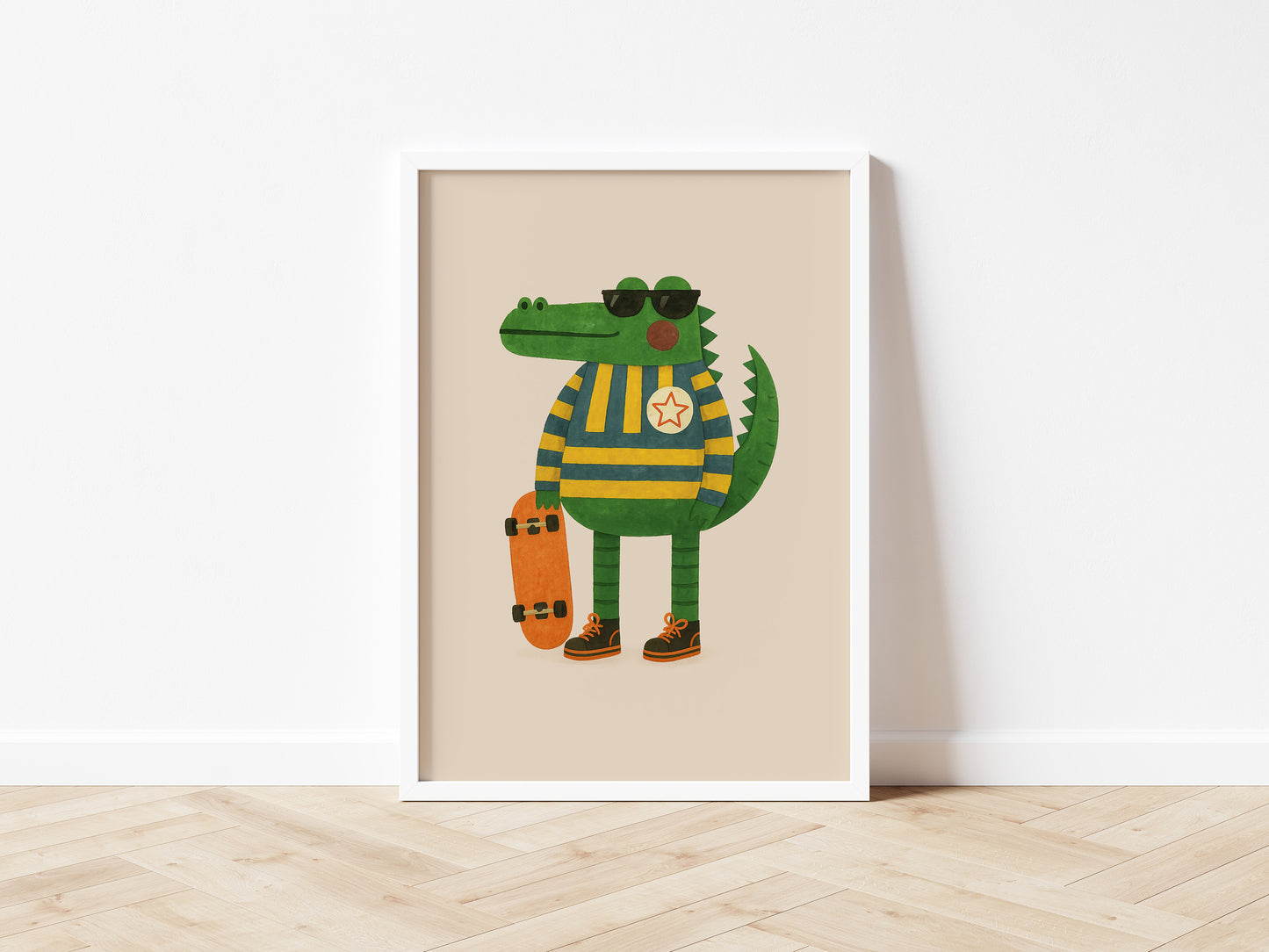 Cool Crocodile Skateboard Wall Art Print - 2 colours
