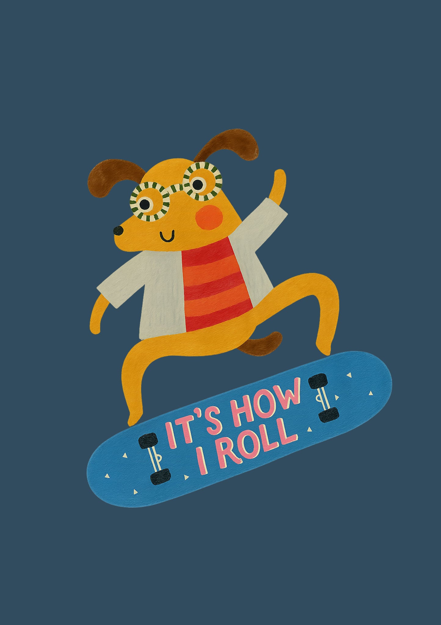Skateboard Dog Kids Wall Art Print - 2 colours