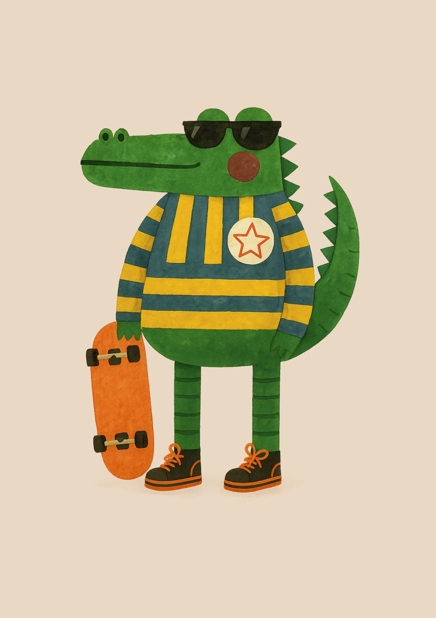 Cool Crocodile Skateboard Wall Art Print - 2 colours