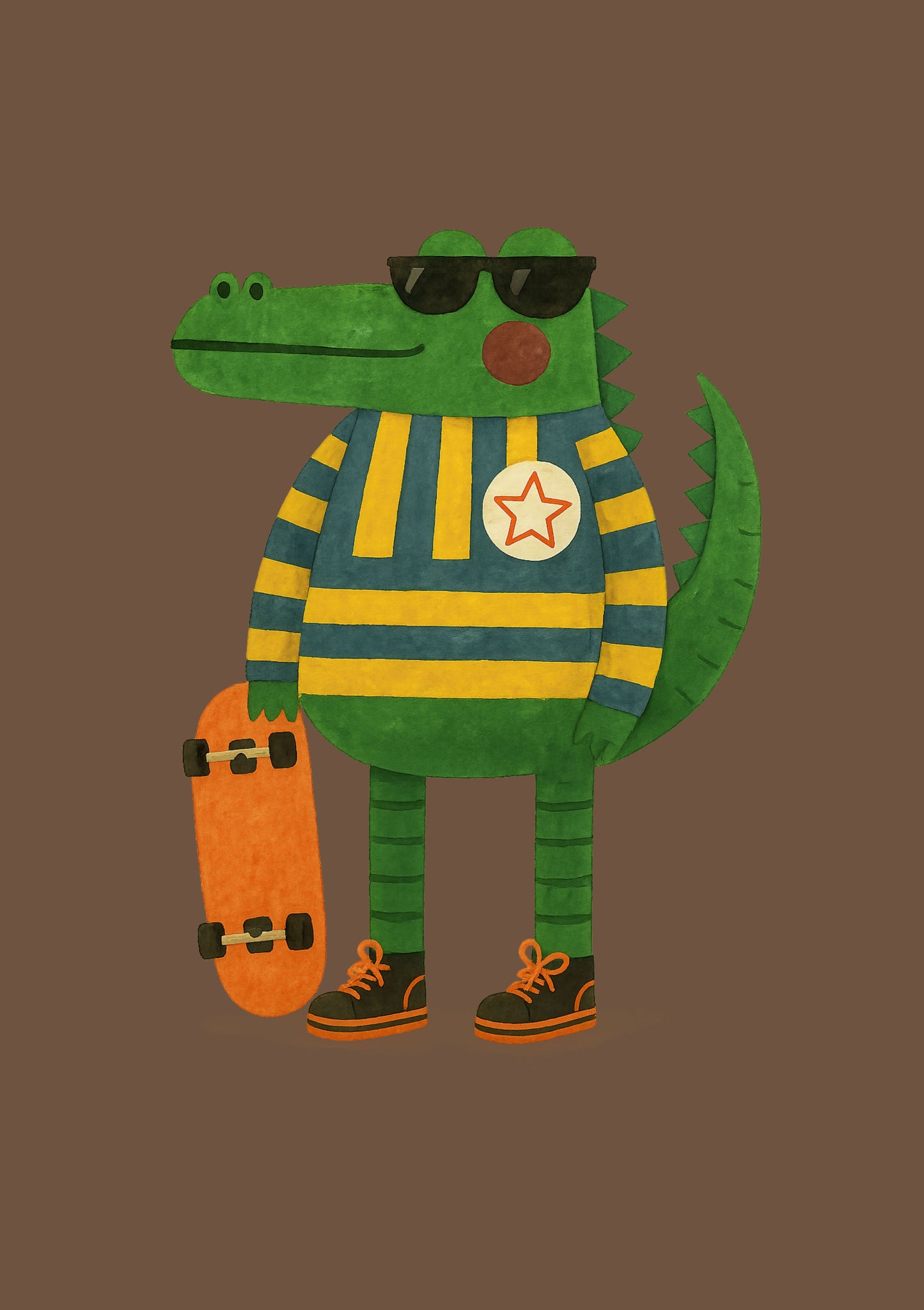 Cool Crocodile Skateboard Wall Art Print - 2 colours