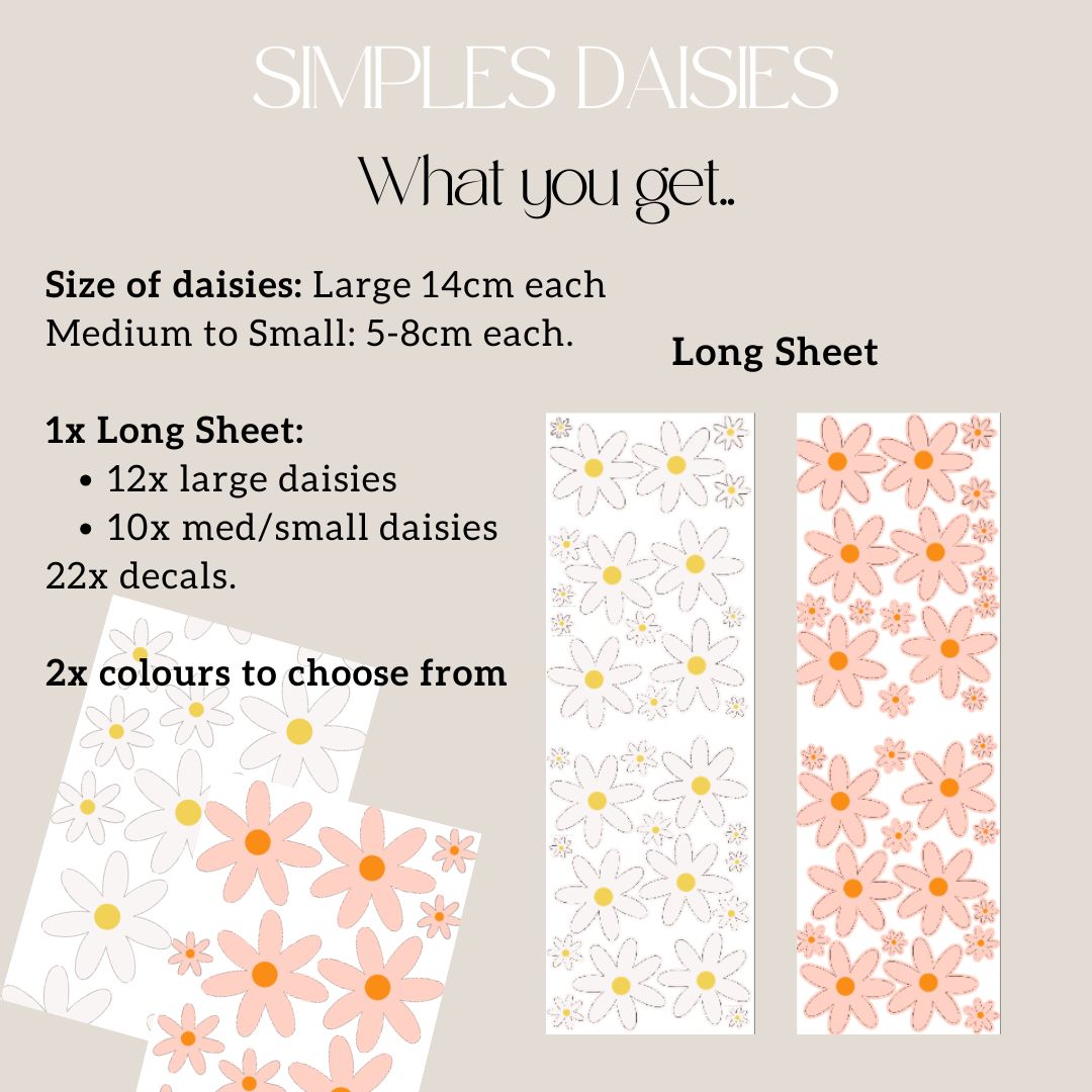 Simple Daisies Wall Decals 2 colours