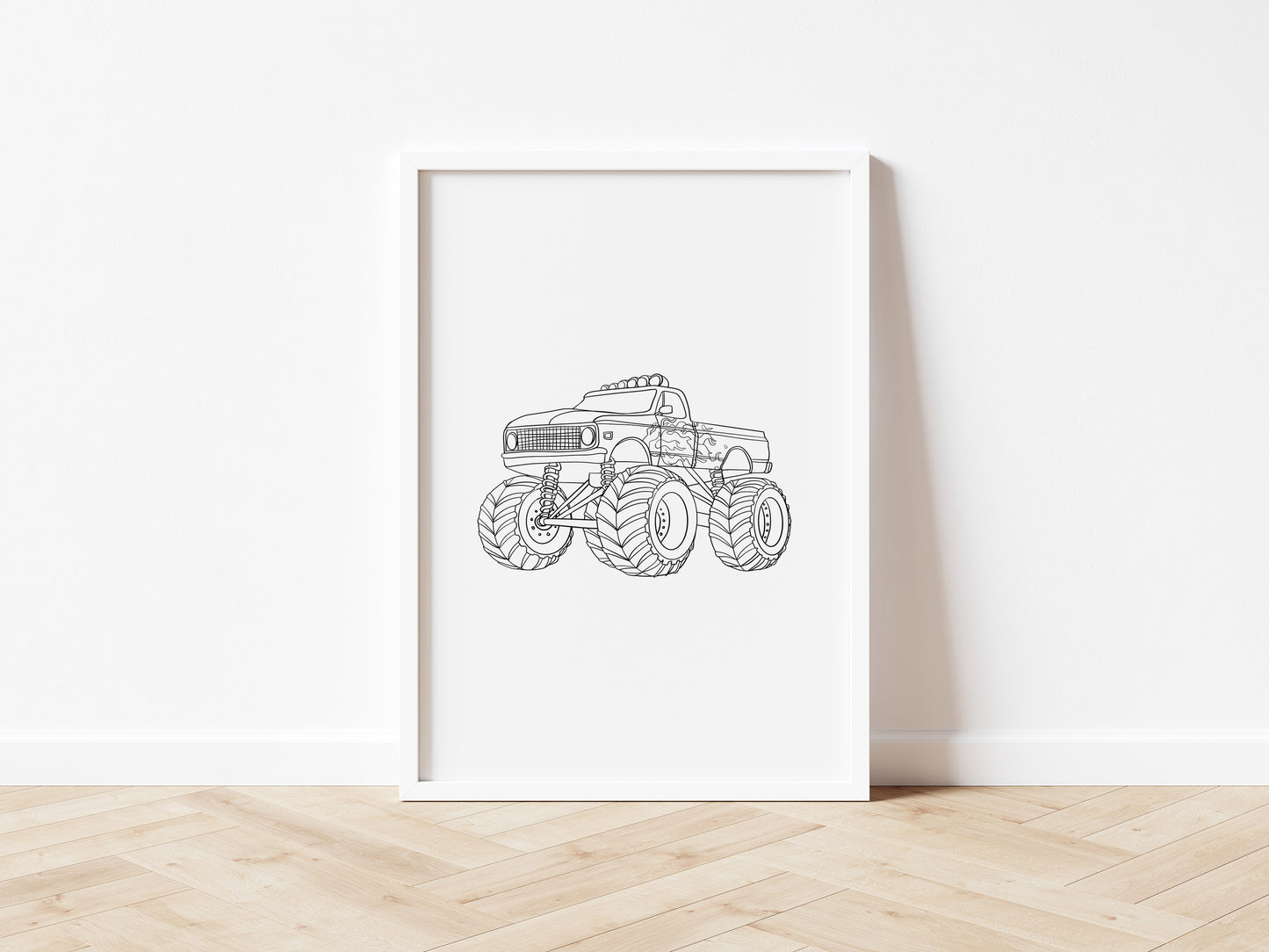 Monochrome Monster Truck Wall Print