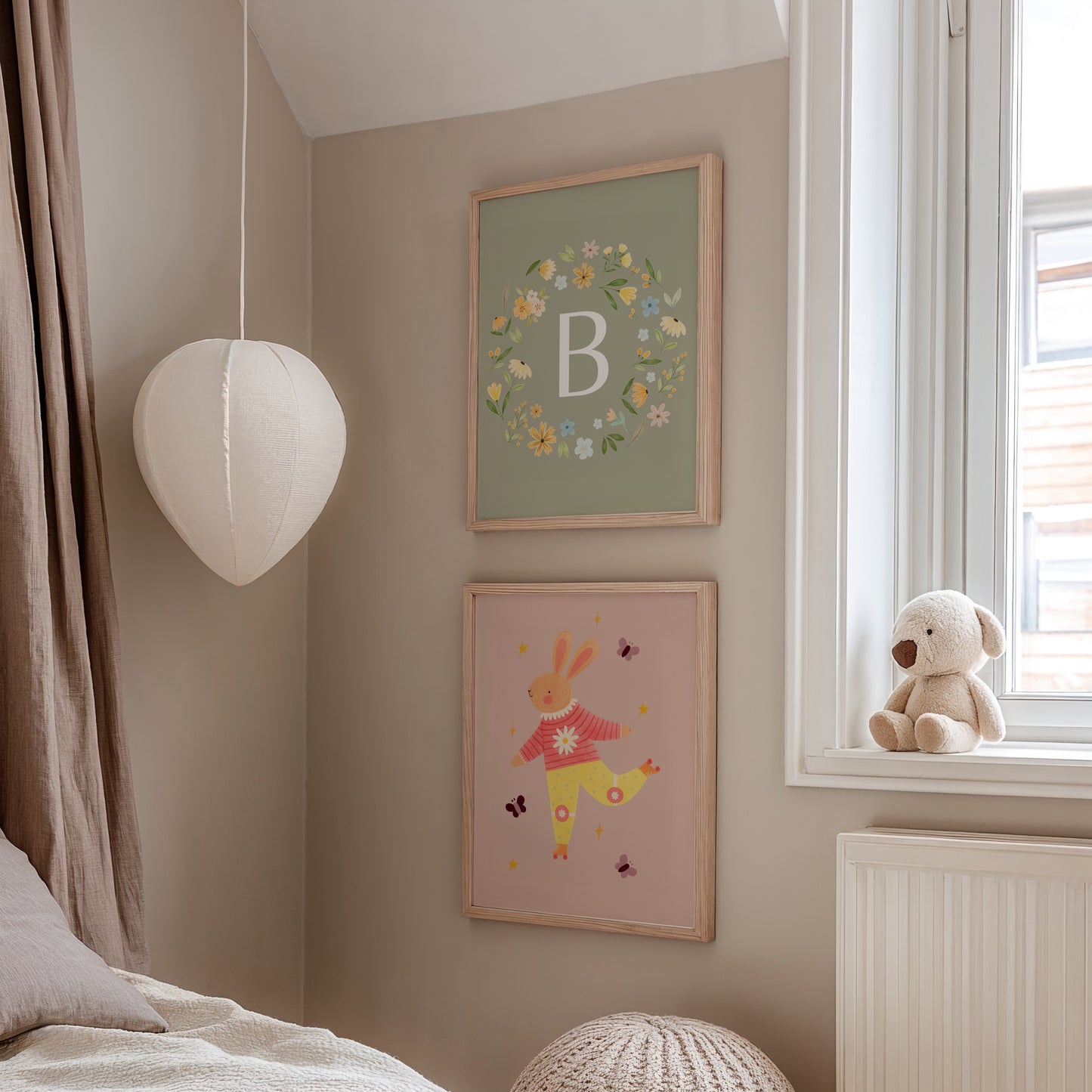 Personalised Floral Initial Wall Print 2 colours- Digital & Physical