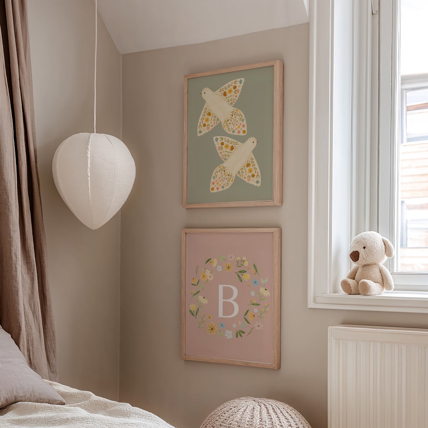 Personalised Floral Initial Wall Print 2 colours- Digital & Physical