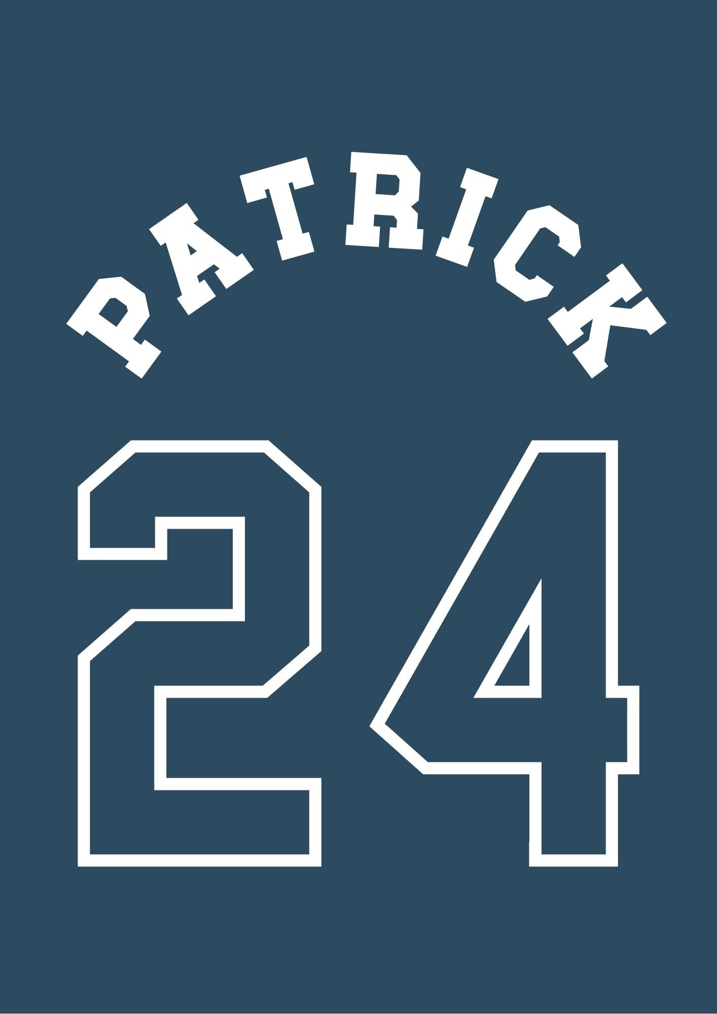 Personalised Name and Number Jersey Style 6 colours - Digital & Physical Print