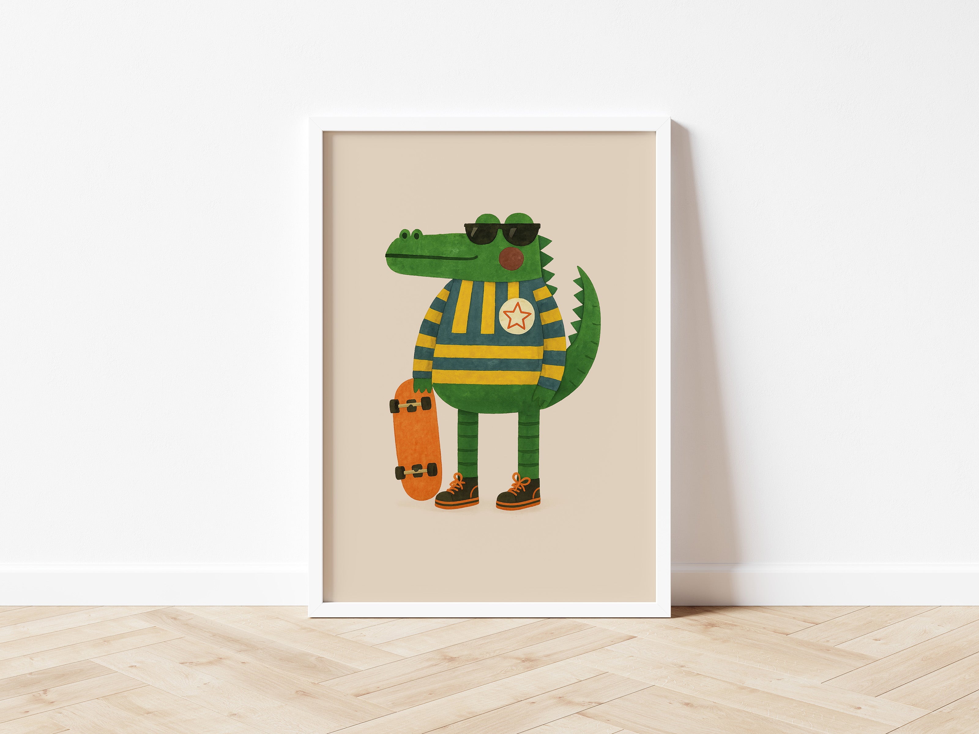 Cool Crocodile Skateboard Wall Art Print - 2 colours