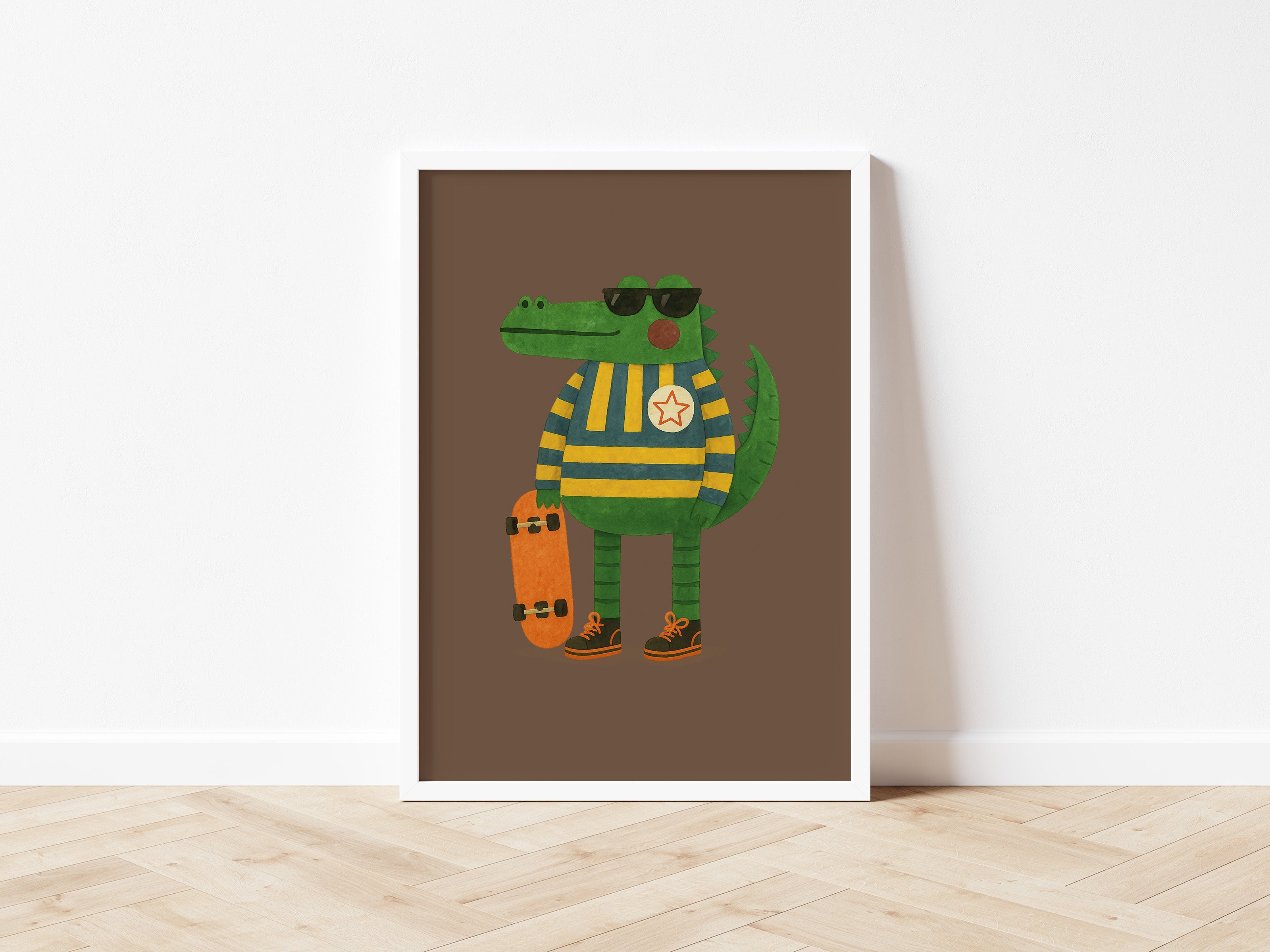 Cool Crocodile Skateboard Wall Art Print - 2 colours