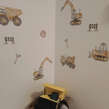 Construction Vehicles & Tools Wall Decals
