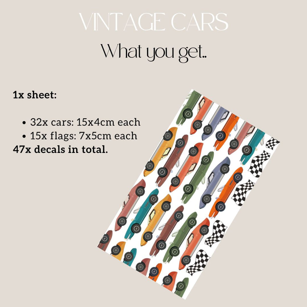 Vintage Retro Race Car Wall Decals