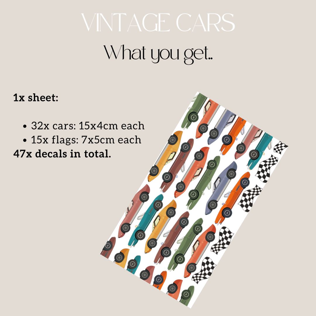 Vintage Retro Race Car Wall Decals