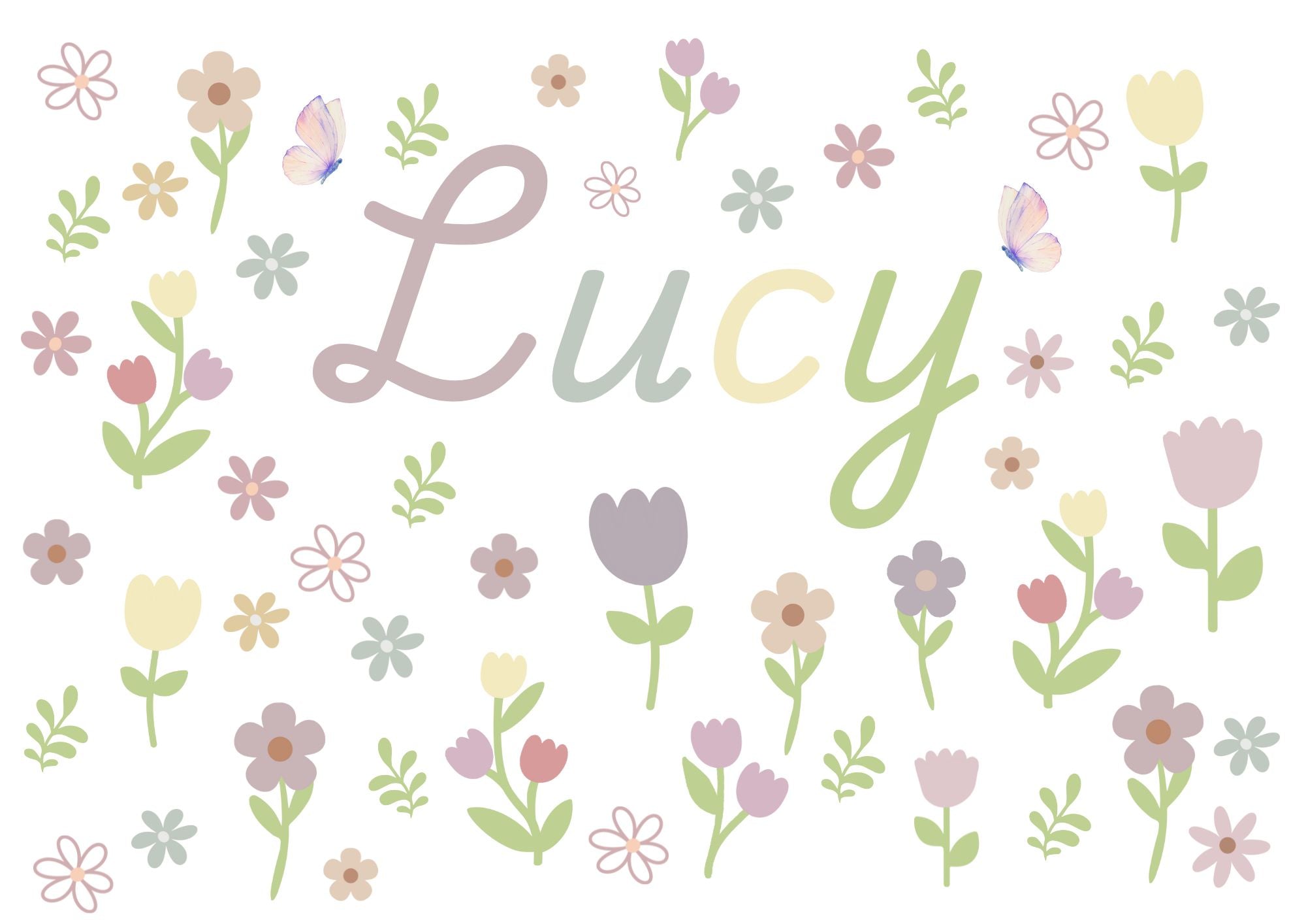 Personalised Name Tulip Flowers - Digital & Physical Print