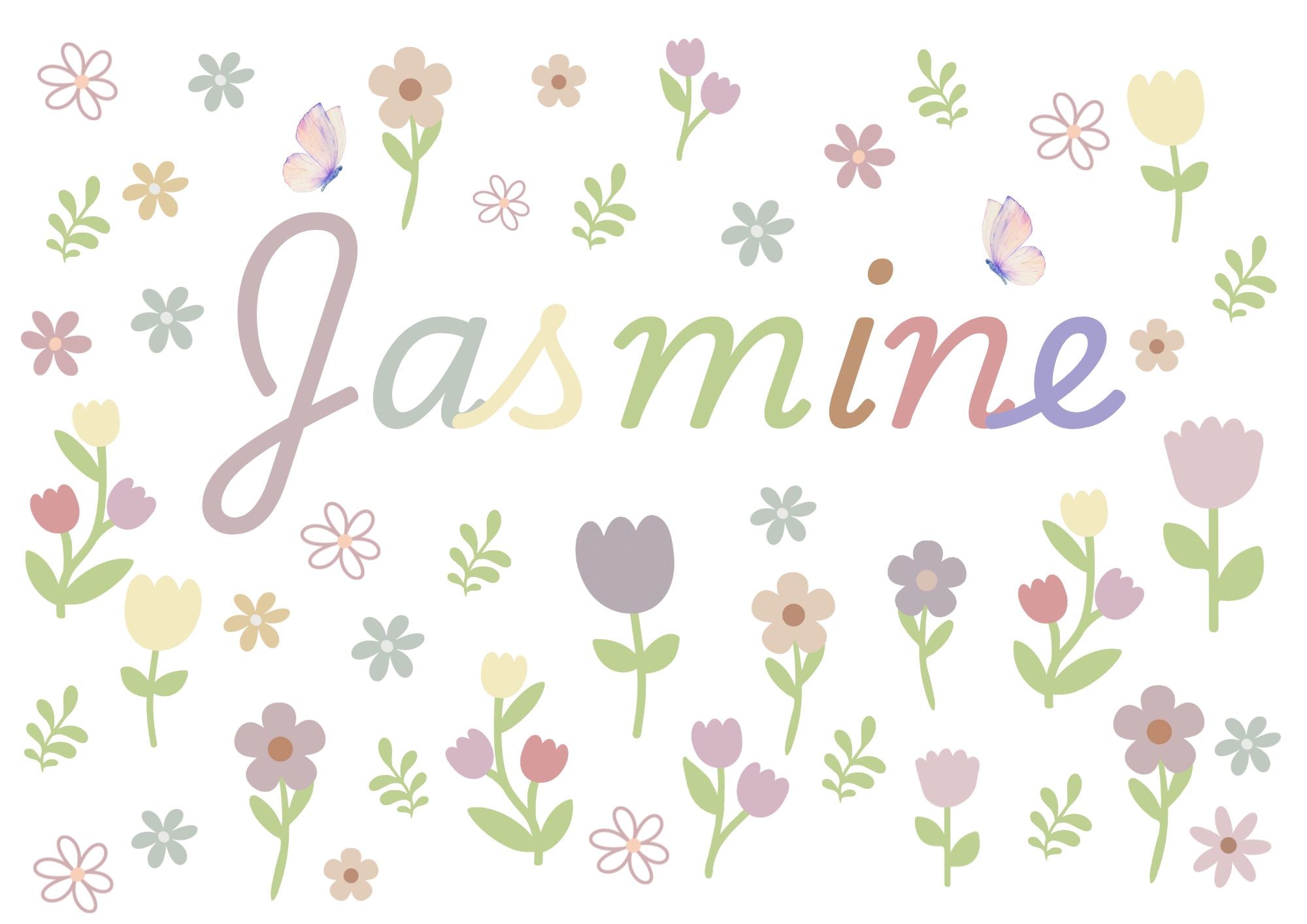 Personalised Name Tulip Flowers - Digital & Physical Print