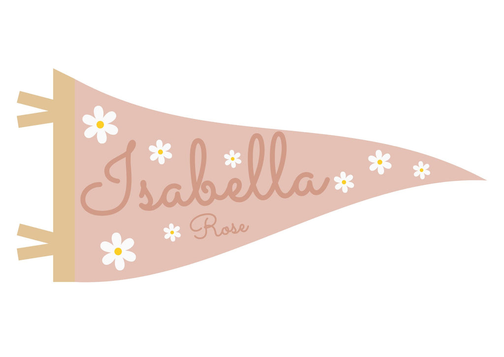 Personalised Name Daisy Pennant Flag Blush Pink - Digital & Physical Print