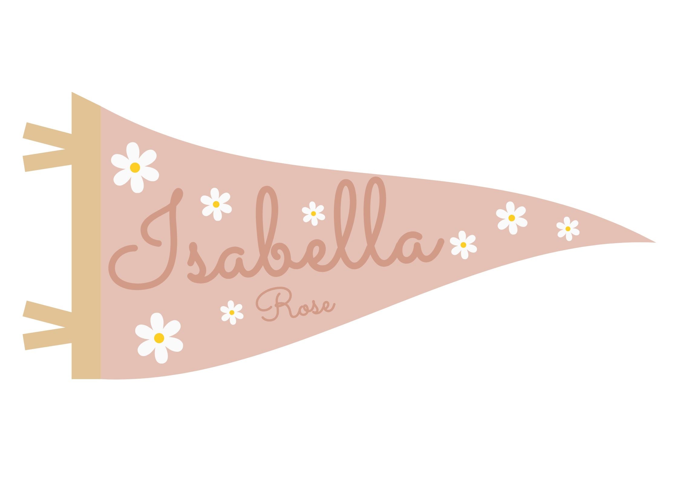 Personalised Name Daisy Pennant Flag Blush Pink - Digital & Physical Print