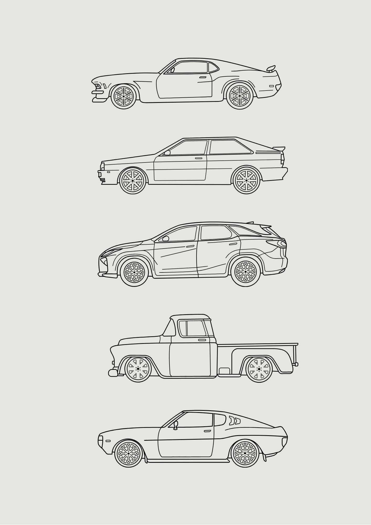 Minimalist Vintage Car Line - Digital & Physical Print: 4 colours