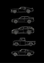 Minimalist Vintage Car Line - Digital & Physical Print: 4 colours