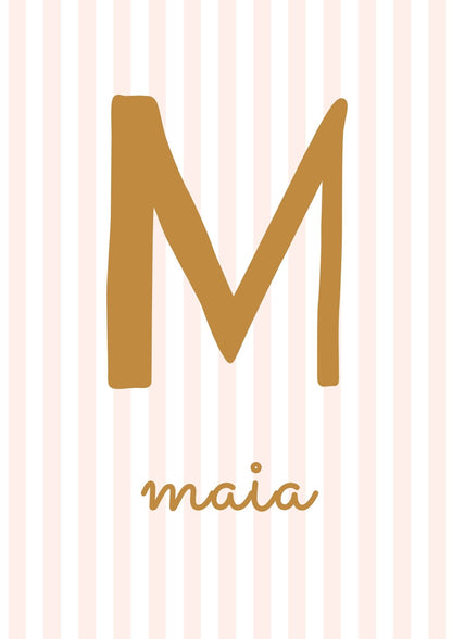 Personalised Name Soft Pink Striped - Digital & Physical Print