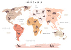 Animal World Map - Personalised Name Option 3 colours- Digital & Physical Print