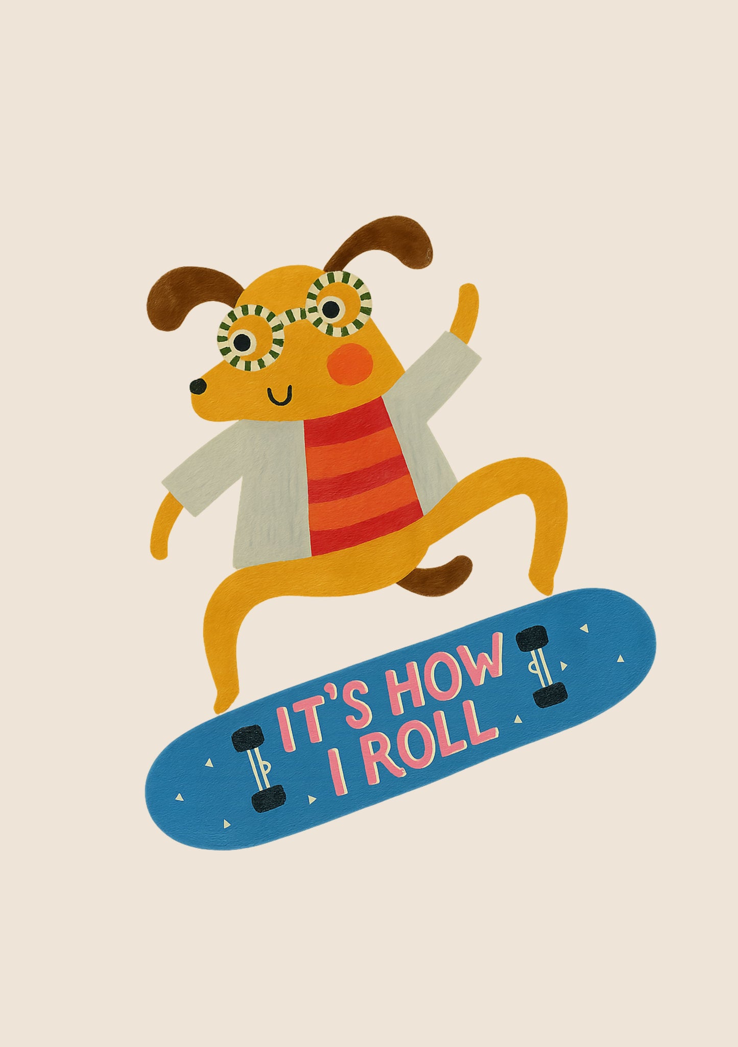 Skateboard Dog Kids Wall Art Print - 2 colours