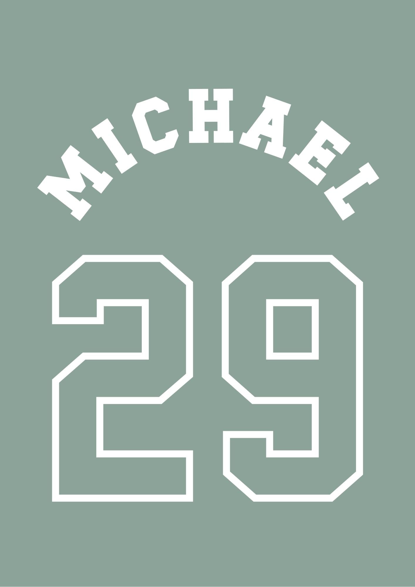 Personalised Name and Number Jersey Style 6 colours - Digital & Physical Print