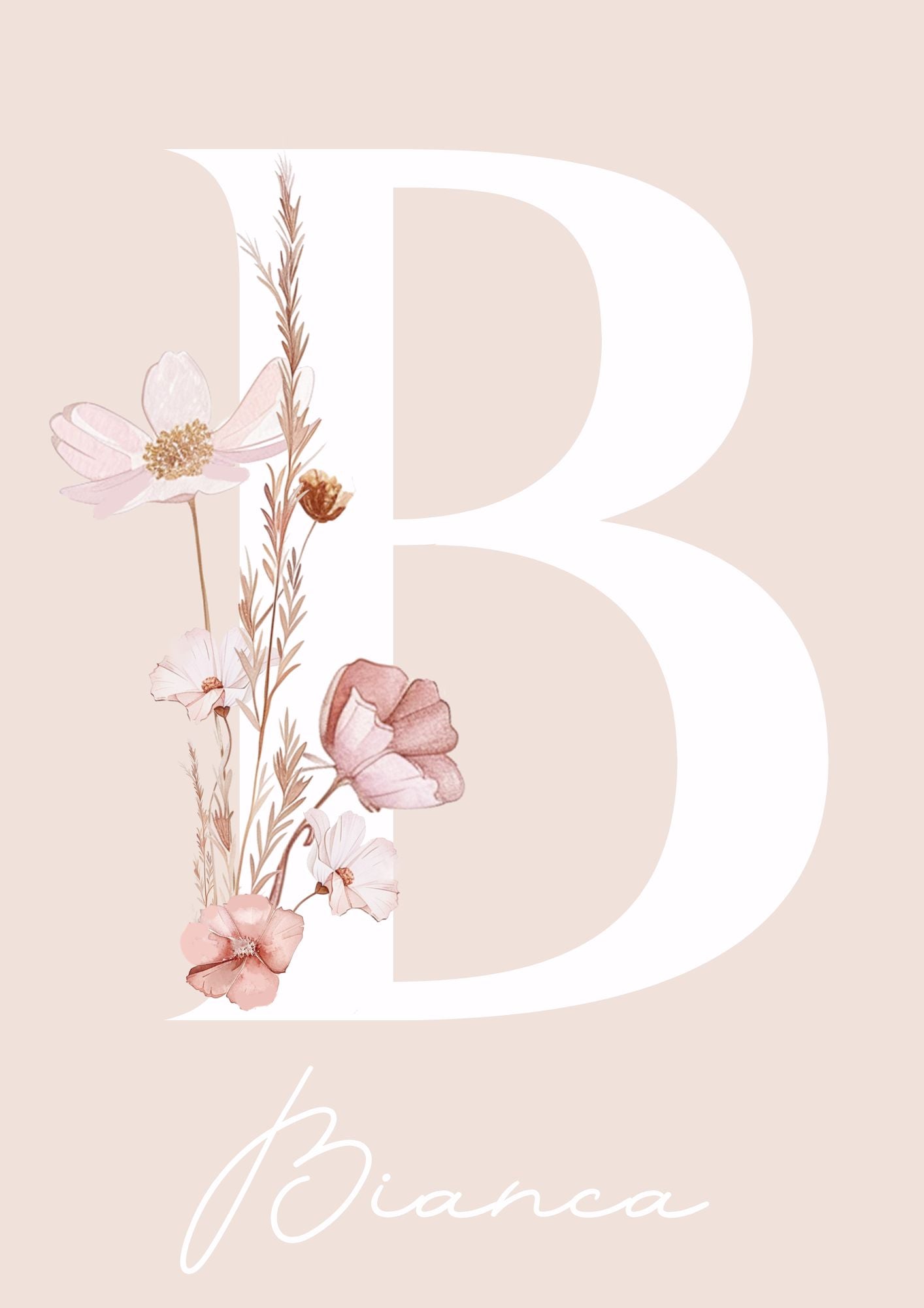 Personalised Initial Name Floral - Digital & Physical Print