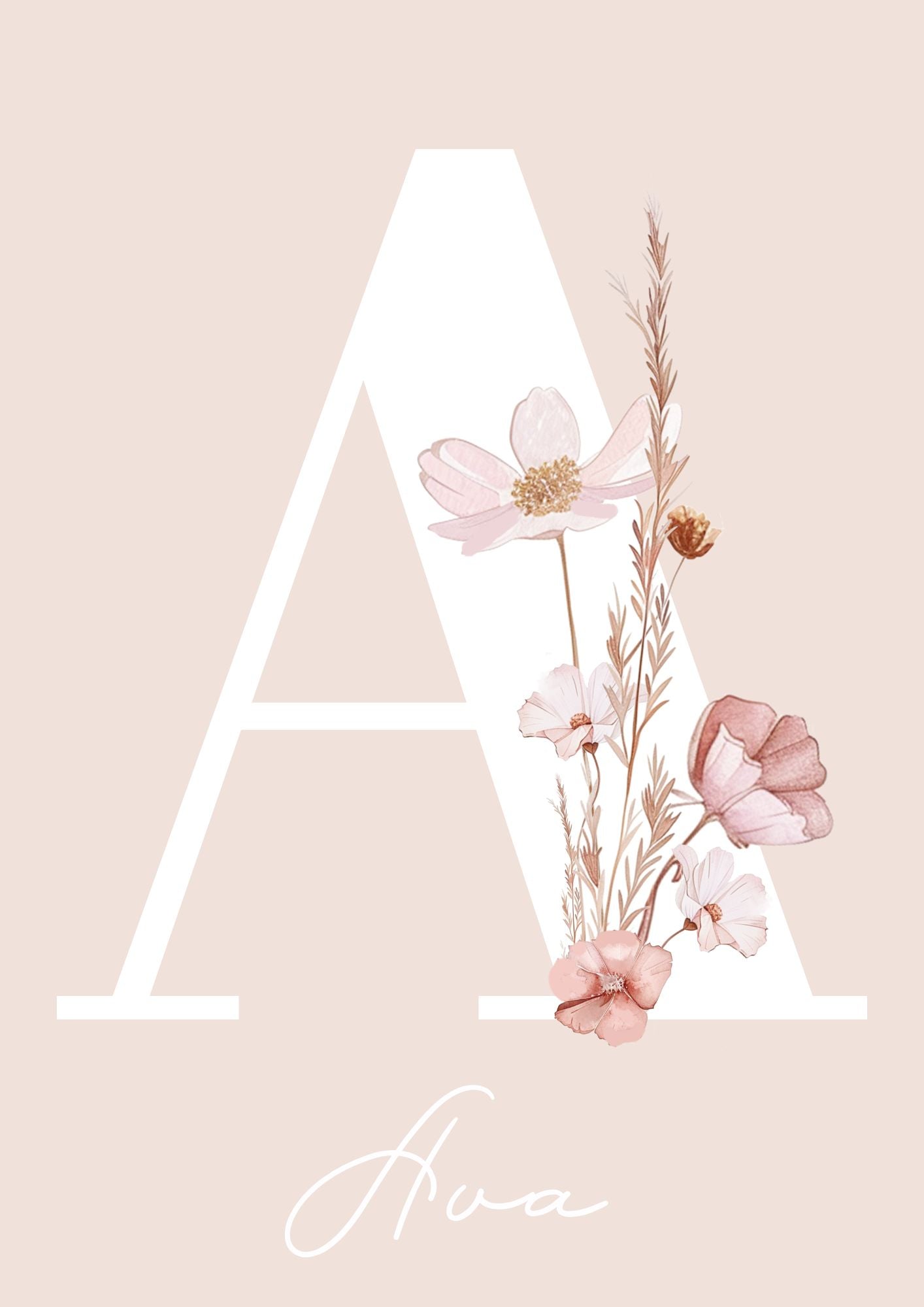Personalised Initial Name Floral - Digital & Physical Print
