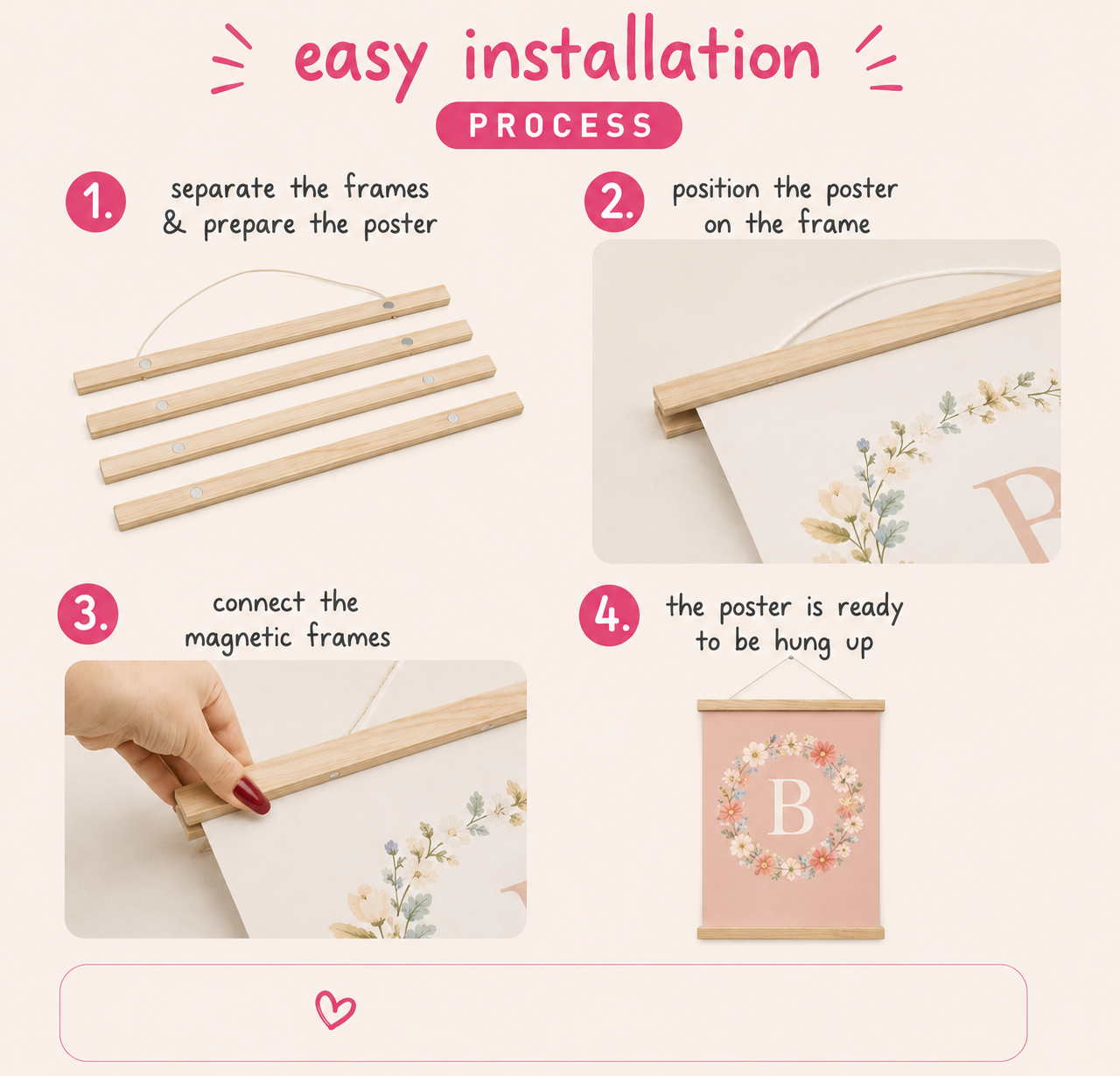 Wooden Magnetic Print Hanger (3 colours)