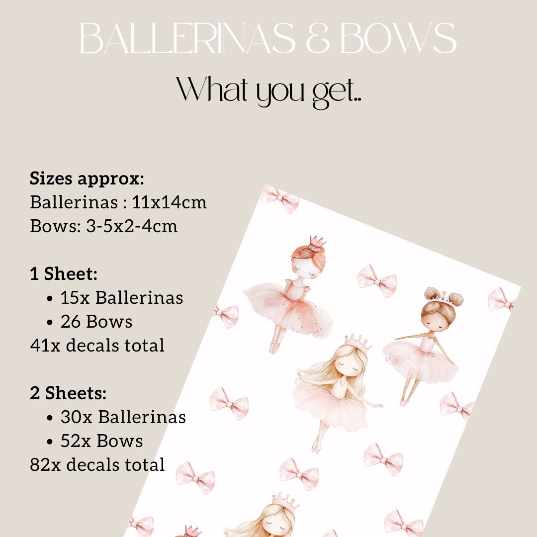 Ballerinas & Bows Wall Decals