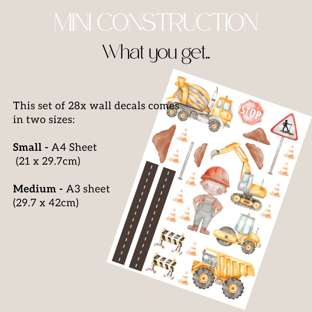 Construction Site Minis: Fabric Wall Decals