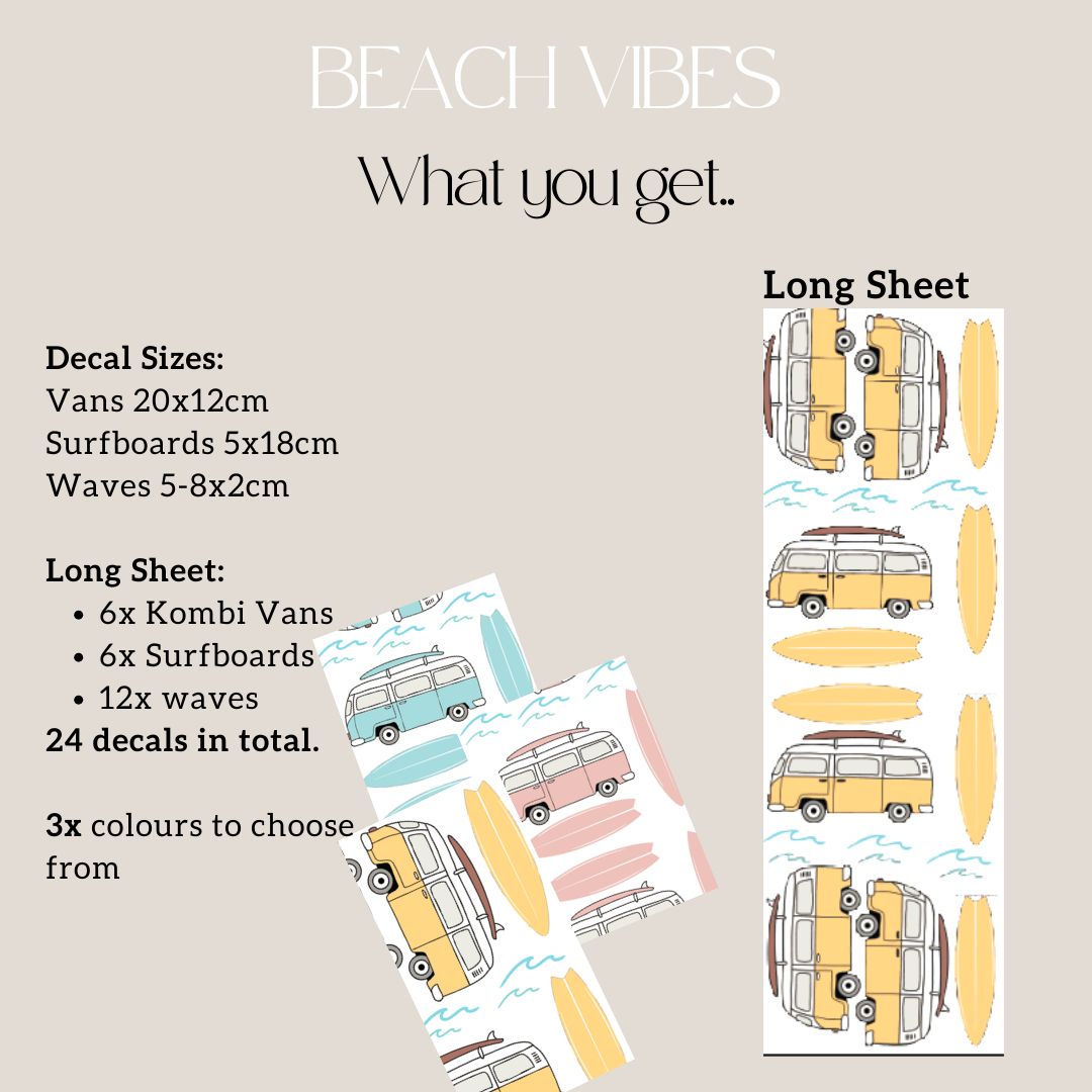 Beach Vibes Surf Wall Decals