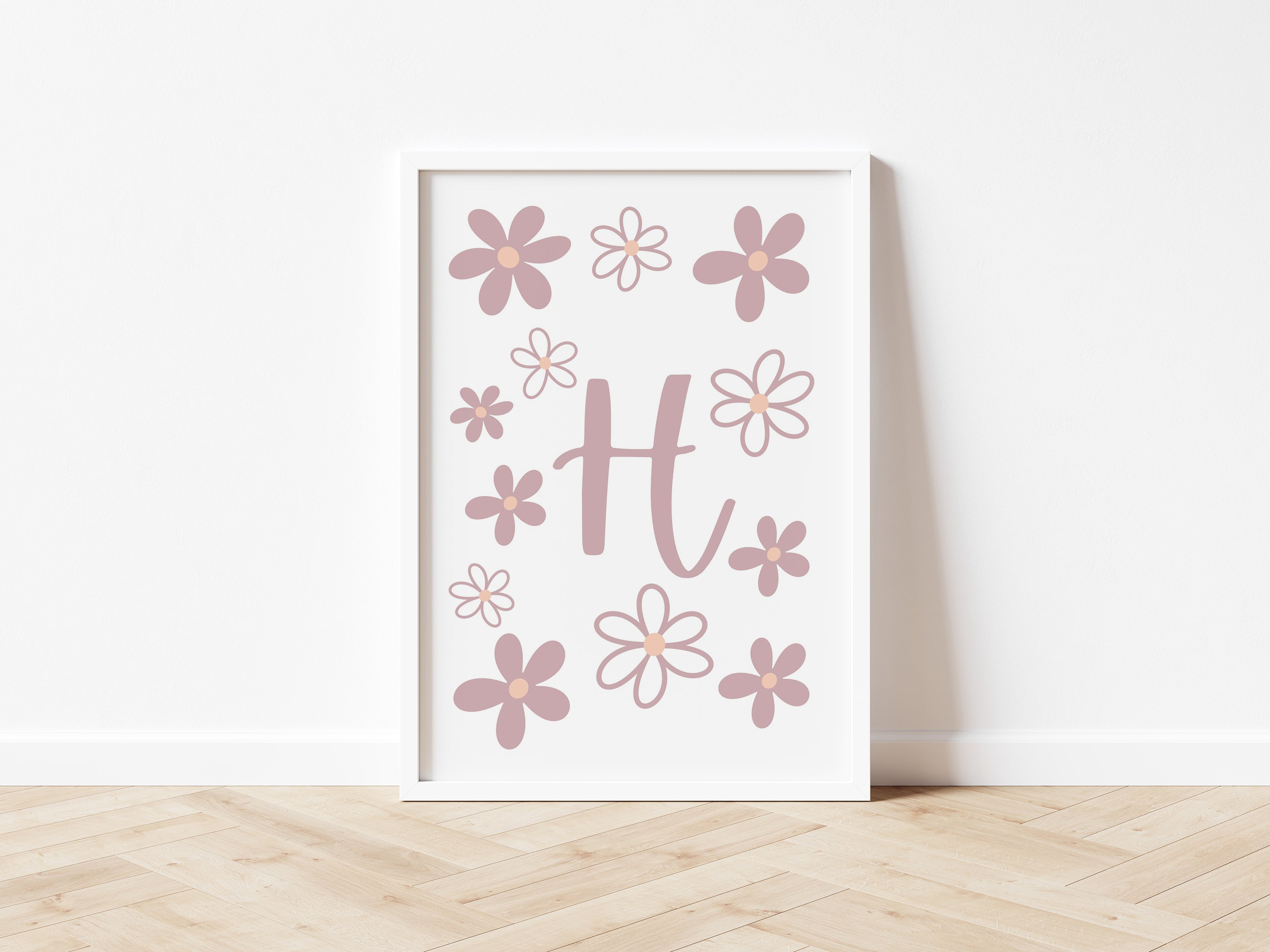 Digital Print: Blushing Daisy Personalised Initial Print