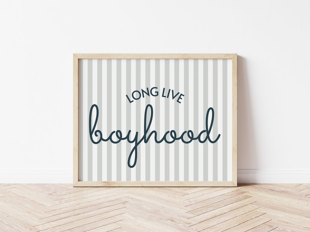 Long Live Boyhood striped blue teal landscape - Digital & Physical Print