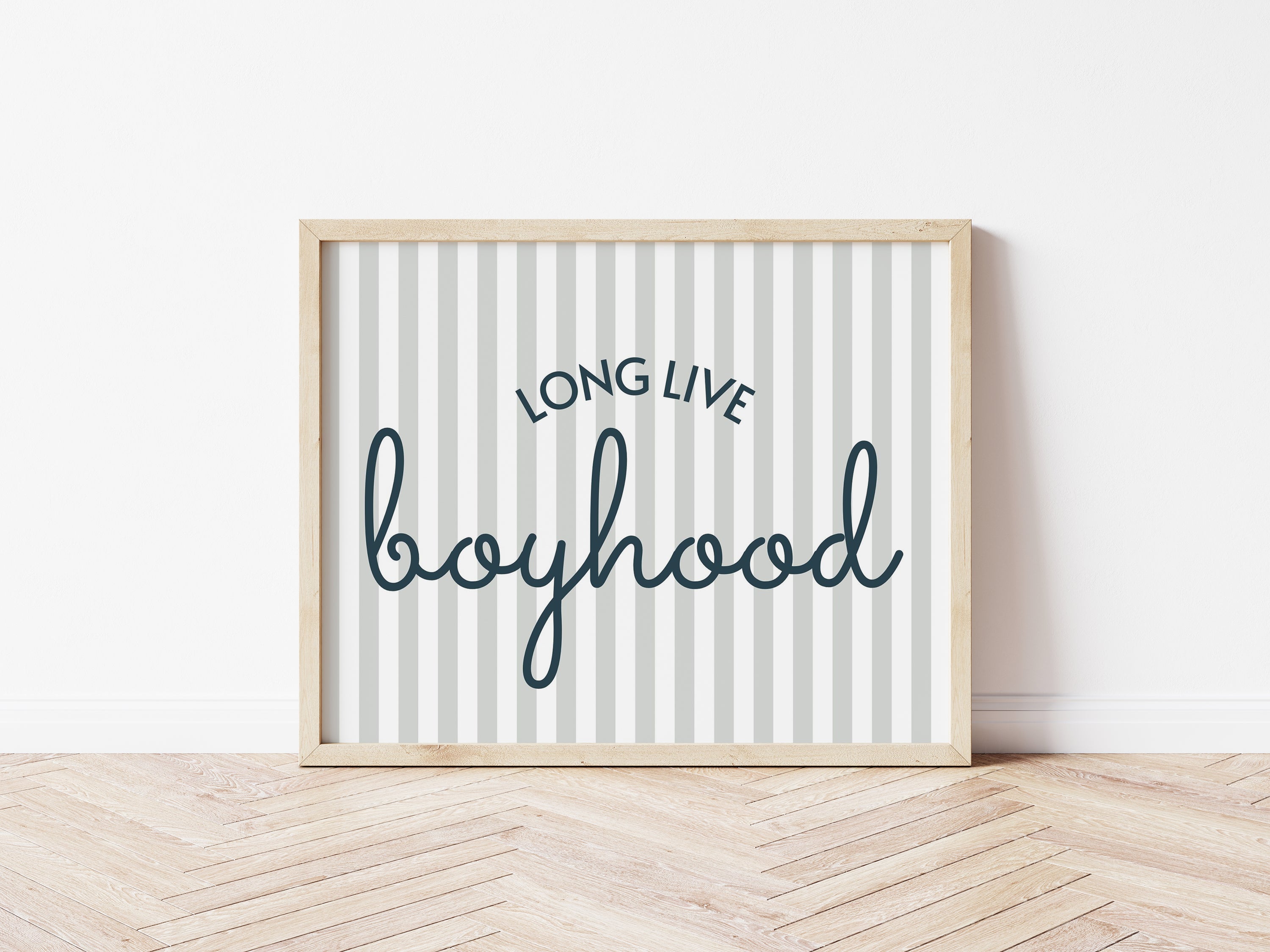Long Live Boyhood striped blue teal landscape - Digital & Physical Print
