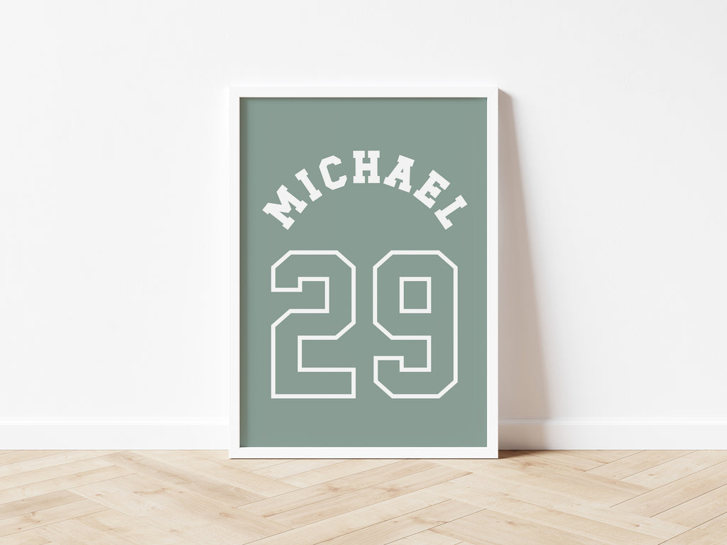 Personalised Name and Number Jersey Style 6 colours - Digital & Physical Print