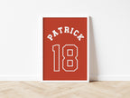 Personalised Name and Number Jersey Style 6 colours - Digital & Physical Print