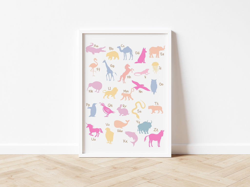 ABC Alphabet Animals Pinks-  Digital & Physical Print