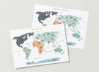 Animal World Map - Personalised Name Option 3 colours- Digital & Physical Print