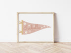 Personalised Name Daisy Pennant Flag Blush Pink - Digital & Physical Print
