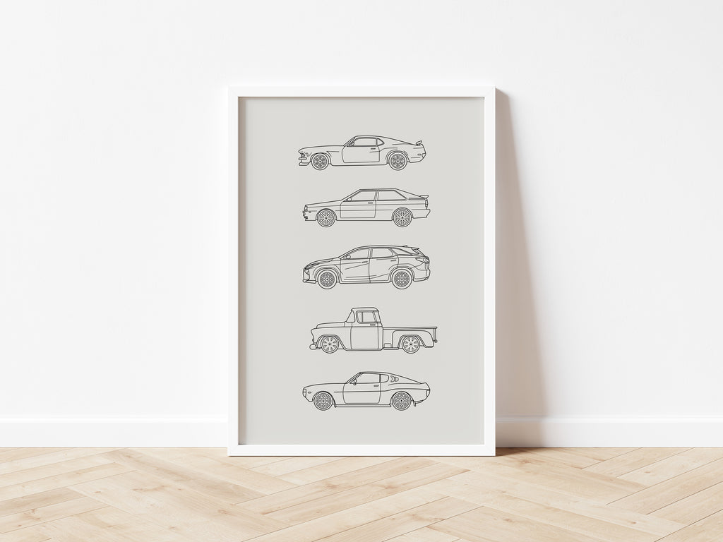 Minimalist Vintage Car Line - Digital & Physical Print: 4 colours