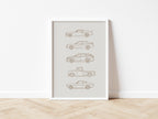 Minimalist Vintage Car Line - Digital & Physical Print: 4 colours