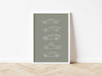 Minimalist Vintage Car Line - Digital & Physical Print: 4 colours