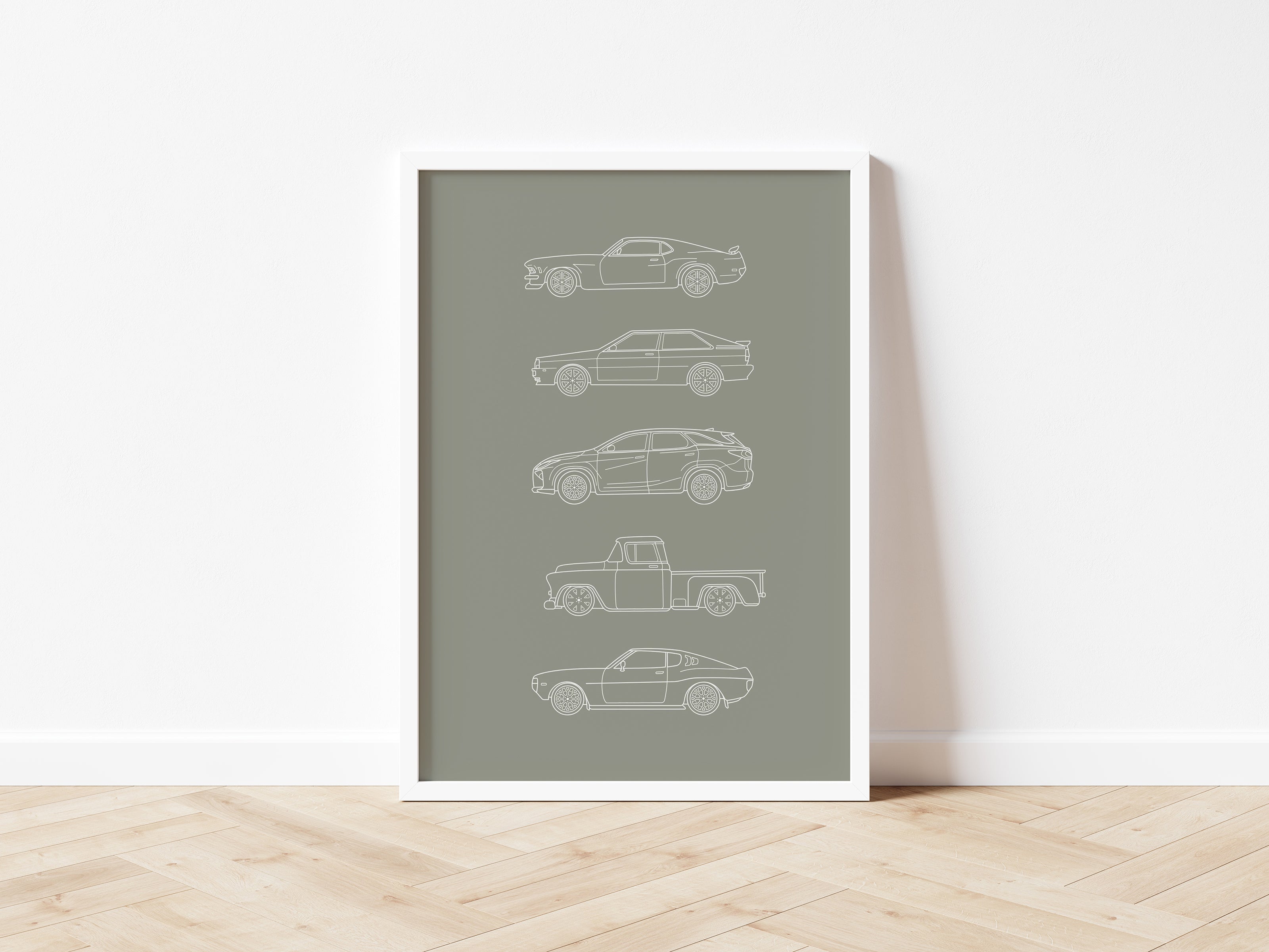 Minimalist Vintage Car Line - Digital & Physical Print: 4 colours