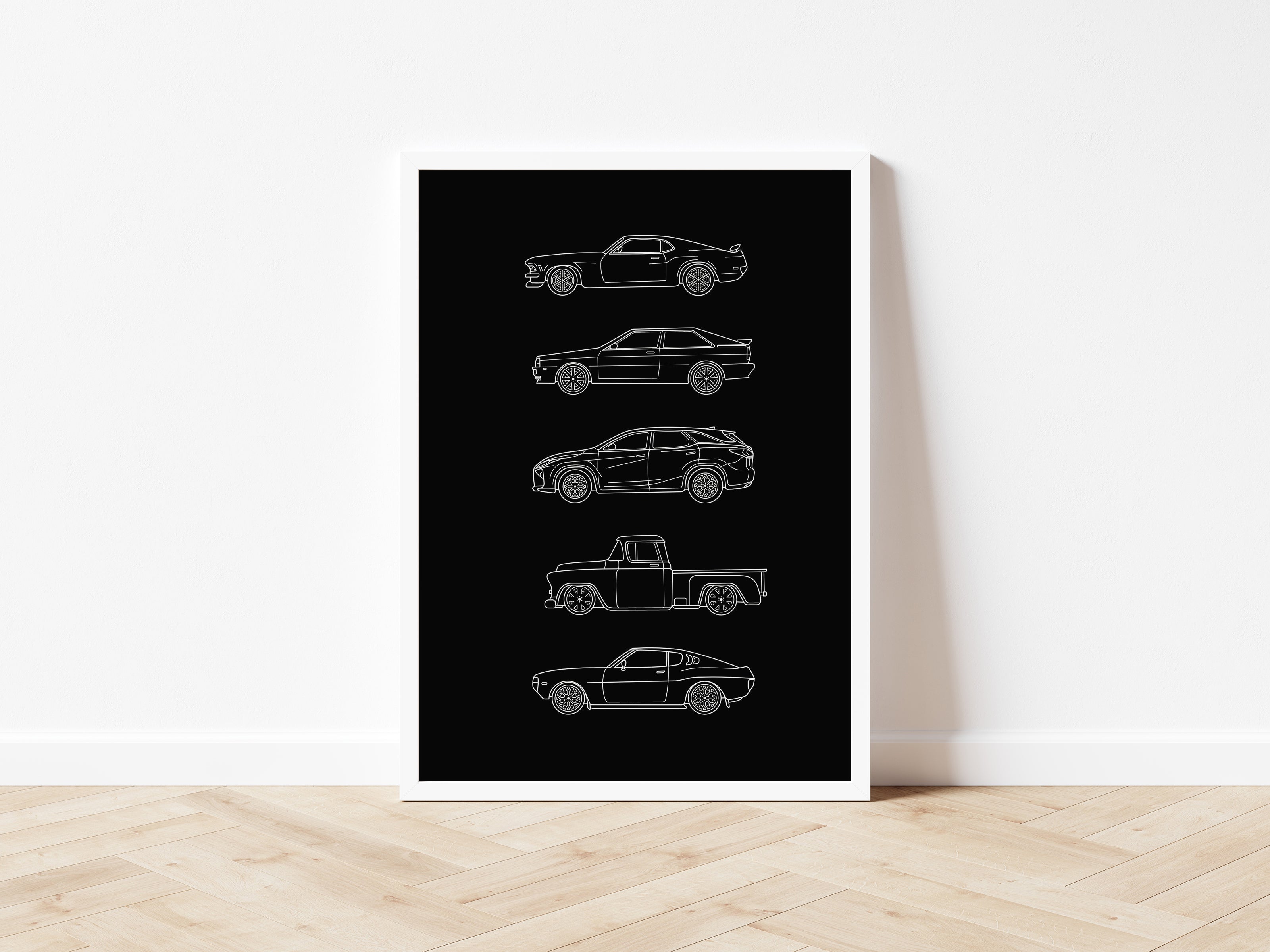 Minimalist Vintage Car Line - Digital & Physical Print: 4 colours