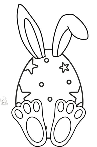Free Easter Colouring Pages: Bunny dressed as an Egg