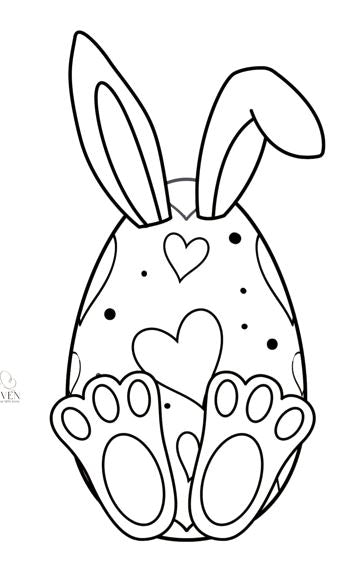 Free Easter Colouring Pages: Egg dressed as a bunny
