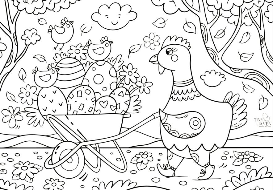 Free Easter Colouring Pages: Chick & Eggs