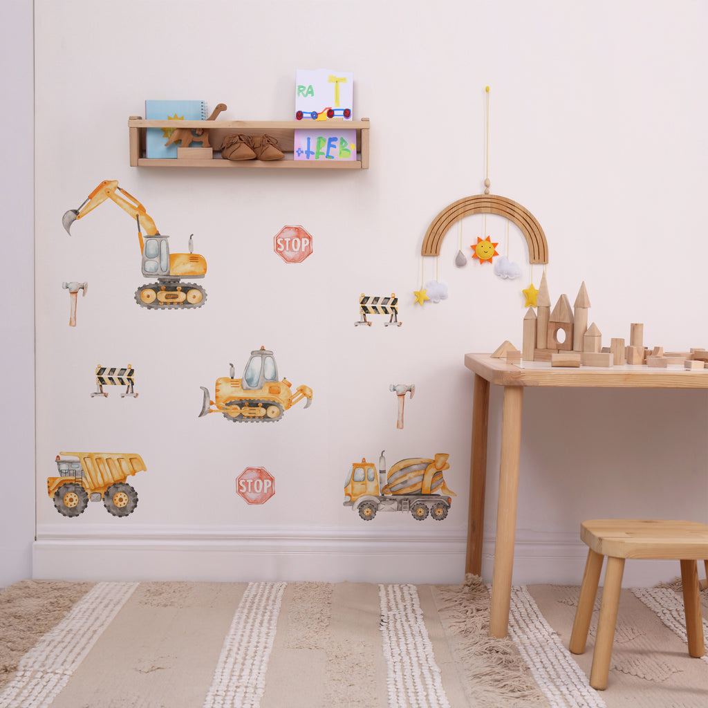 Construction site wall decals stickers