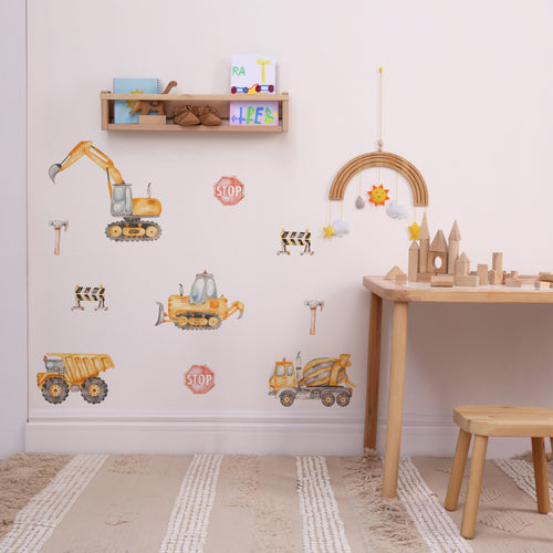 Construction site wall decals stickers