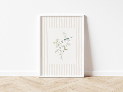 Set of 3 Striped Botanical Flowers - Digital & Physical Print