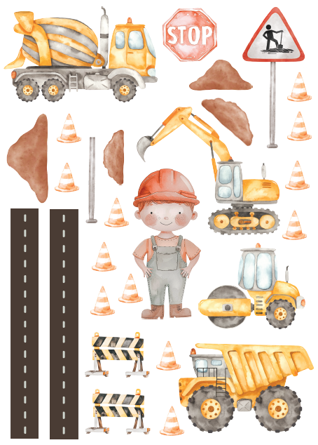 Construction Site Minis: Fabric Wall Decals